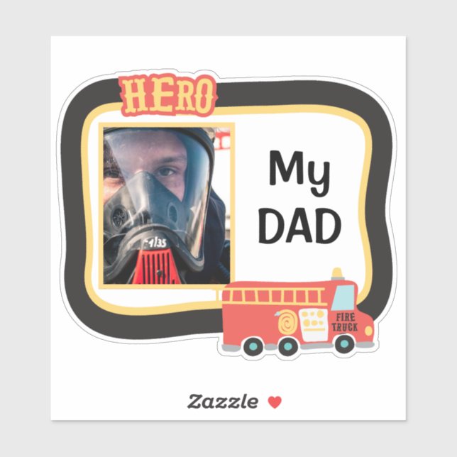 My Dad Firefighter Hero Photo Template Contour Sticker (Sheet)