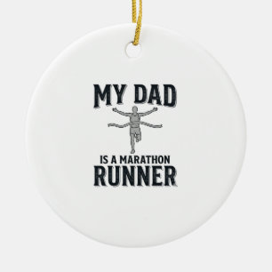 My Dad Is a Marathon Runner Vintage Shirt Design_1 Ceramic Ornament