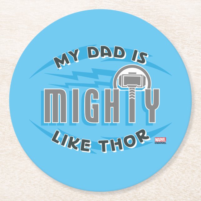 My Dad Is Mighty Like Thor Round Paper Coaster (Front)