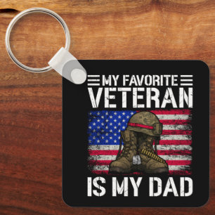 My Dad Is My Favorite Veteran Military Father Gift Keychain