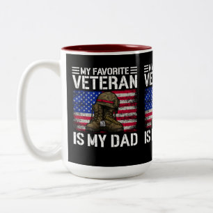 My Dad Is My Favorite Veteran Military Father Gift Two-Tone Coffee Mug
