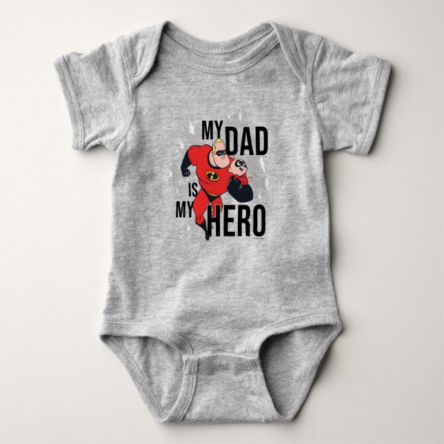 My Dad Is My Hero Baby Bodysuit (Front)