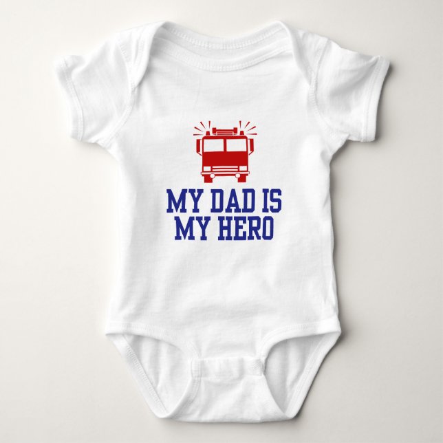 My Dad Is My Hero Baby Bodysuit (Front)
