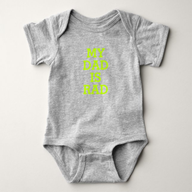 My Dad is Rad neon green custom name funny cute Baby Bodysuit (Front)