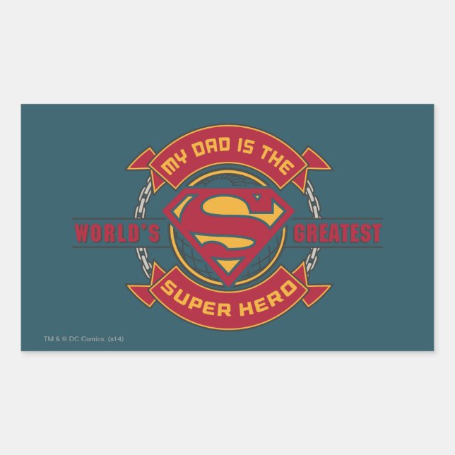 My Dad is the World's Greatest Super Hero Rectangular Sticker (Front)