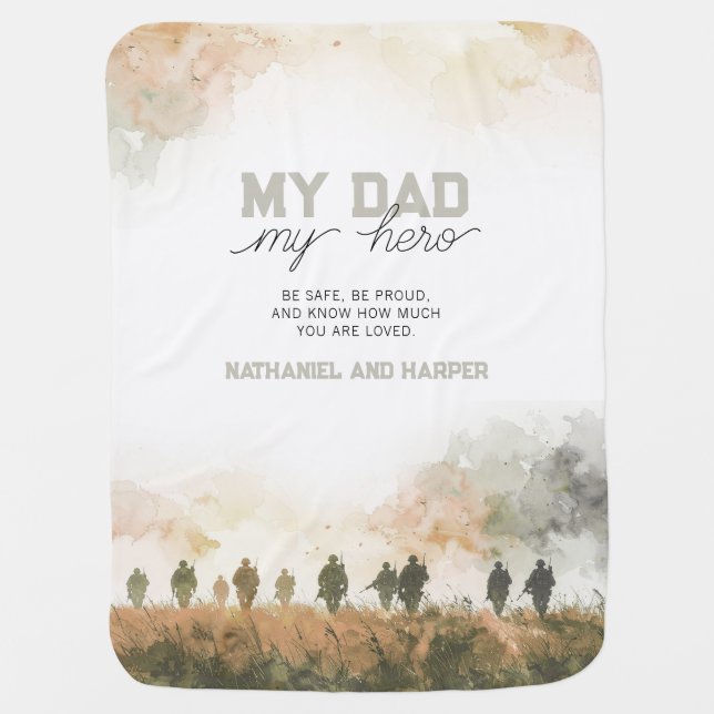 My Dad My Hero Deployment Gift for Dad from Kids Baby Blanket (Front)