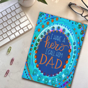 My Dad My Hero. Fun Colorful Inspirivity Card