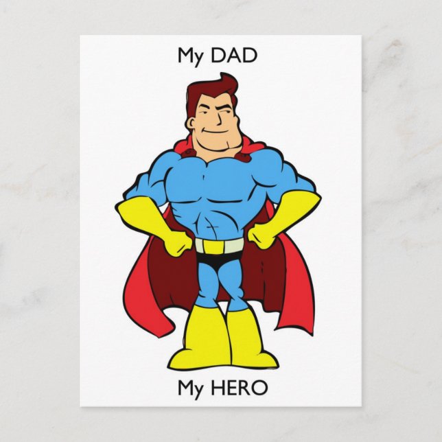My Dad My Hero SuperHero Postcard (Front)