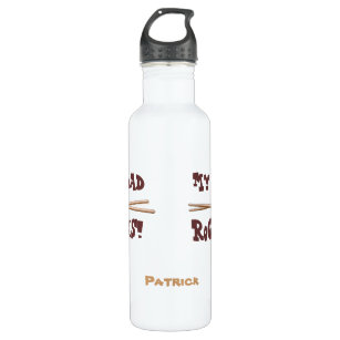 My Dad Rocks Drumsticks for Drummers Personalized Stainless Steel Water Bottle