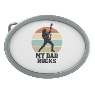 My Dad Rocks Vintage Guitar Sunset Shirt Design_1 Belt Buckle