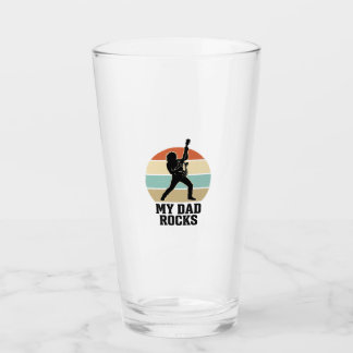 My Dad Rocks Vintage Guitar Sunset Shirt Design_1 Glass