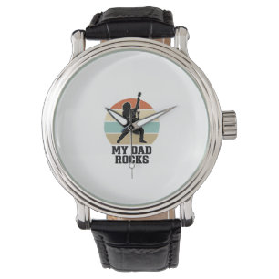 My Dad Rocks Vintage Guitar Sunset Shirt Design_1 Watch