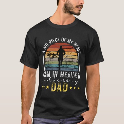 My Dad Run Heaven Running Memorial Beach Lover Son T_Shirt