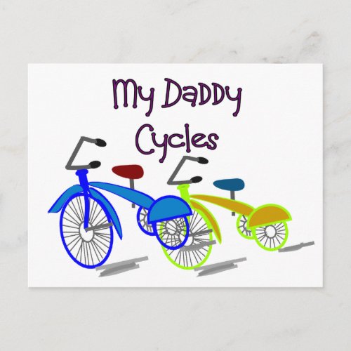 My Daddy Cycles__Kids Biking T_shirts Postcard