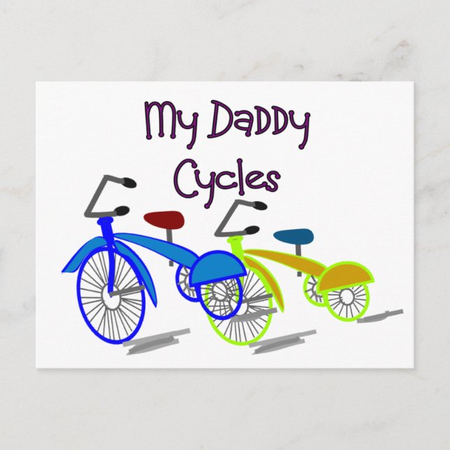 My Daddy Cycles--Kids Biking T-shirts Postcard (Front)