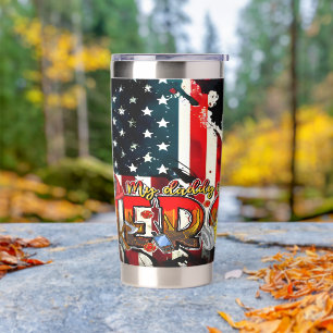 My Daddy Hero Firefighter Flag Insulated Tumbler