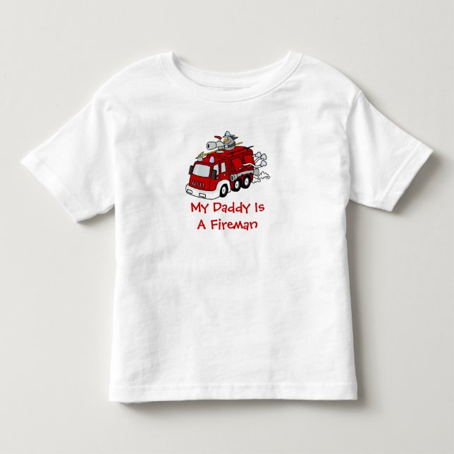 MY DADDY IS A FIREMAN Kids Red Fire truck Toddler T-shirt (Front)