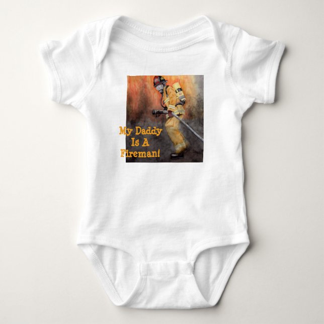 My Daddy Is A Fireman Organic Baby One Piece Gift Baby Bodysuit (Front)
