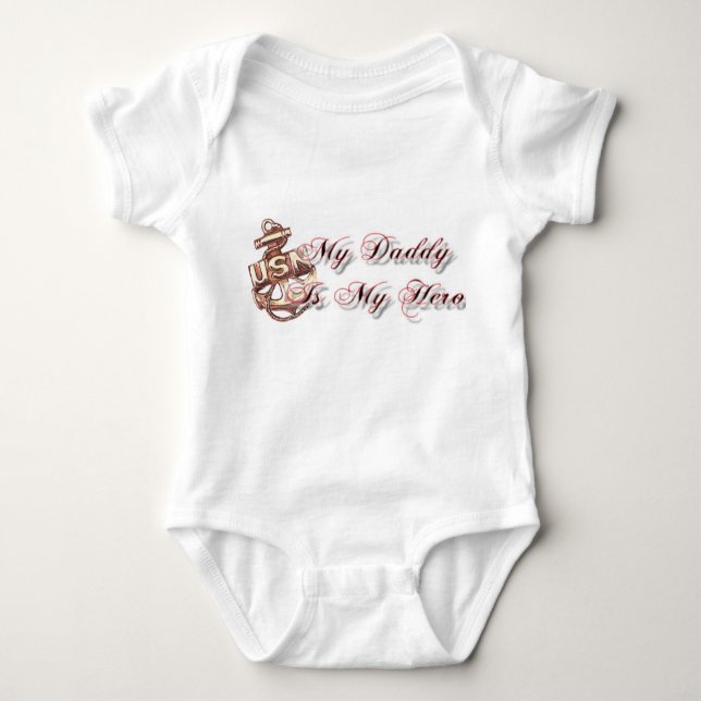 My Daddy Is My Hero. (Navy) Baby Bodysuit (Front)
