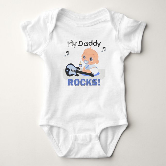 My Daddy Rocks Blue Guitar Infant Creeper BodySuit (Front)