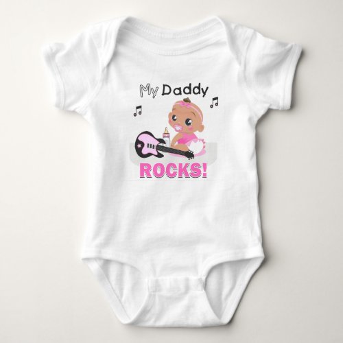 My Daddy Rocks Pink African Guitar Infant Creeper