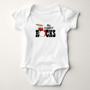 "My Daddy Rocks!" with Drum Set  Baby Bodysuit