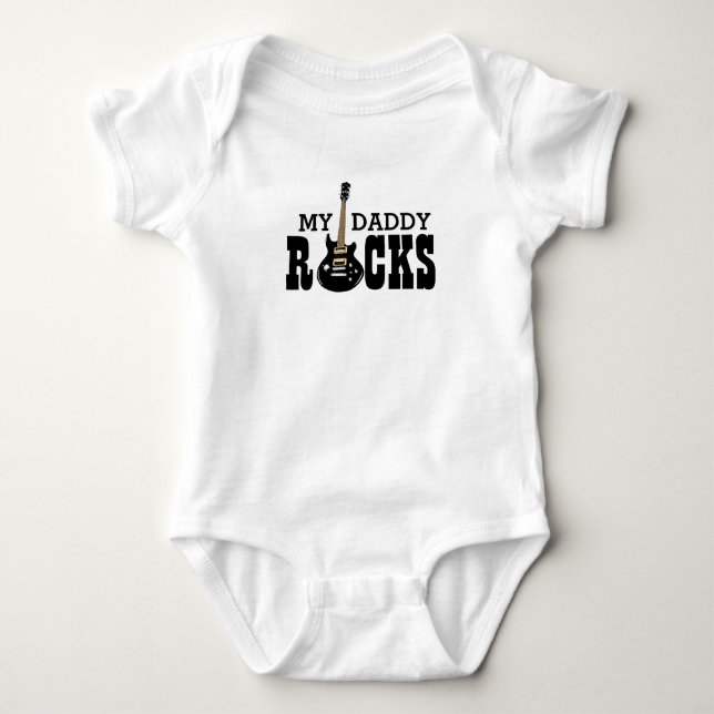 "My Daddy Rocks!" with electric guitar Baby Bodysu Baby Bodysuit (Front)