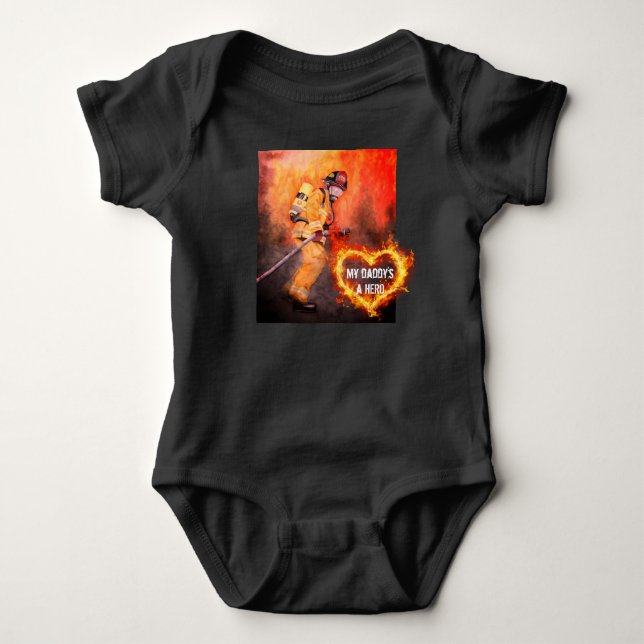 My Daddy's a Hero Fireman Baby Outfit Bodysuit (Front)