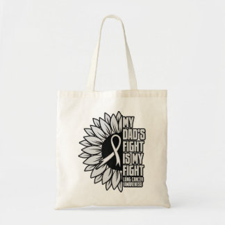 My Dad's Fight Is My Fight Heartbeat   Lung Cancer Tote Bag