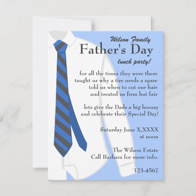 My Dad's Shirt Invitation (Front)