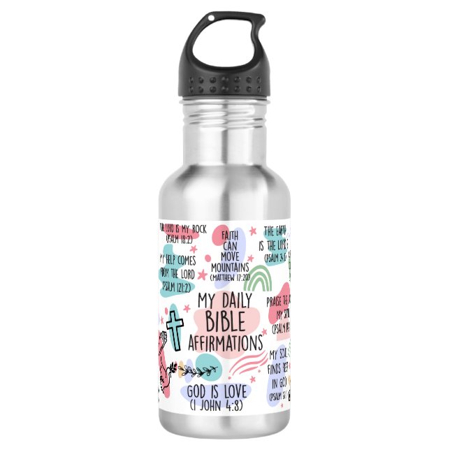 My Daily Bible Affirmations Beverage Tumbler  Stainless Steel Water Bottle (Front)