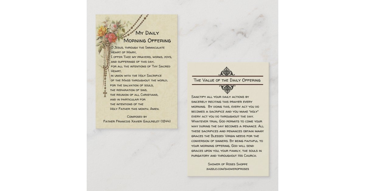 My Daily Morning Offering Prayer Floral Holy Card Zazzle My daily morning offering prayer floral holy card zazzle