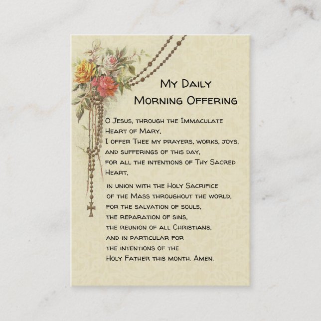 My Daily Morning Offering Prayer Floral Holy Card (Front)