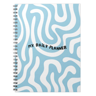 "My Daily Planner" Cover with Abstract Waves Notebook