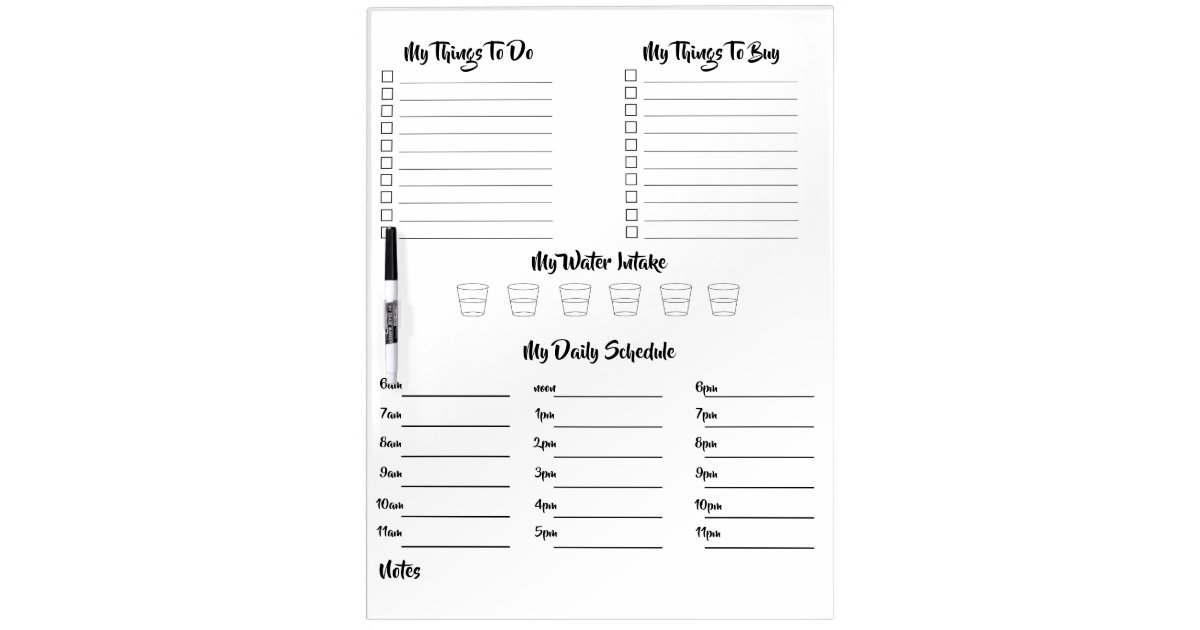 My Daily Planner Dry Erase Board Zazzle