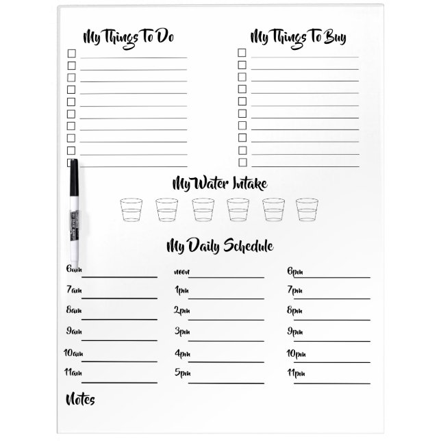 My Daily Planner Dry Erase Board (Front)