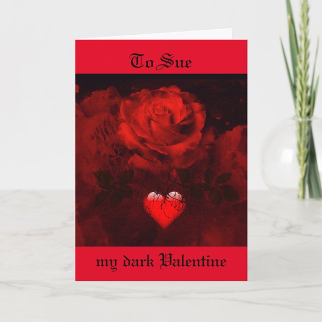 My dark Valentine red rose Card (Front)