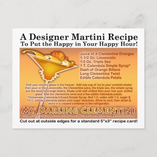 My Darling Clementini Martini Recipe Postcard