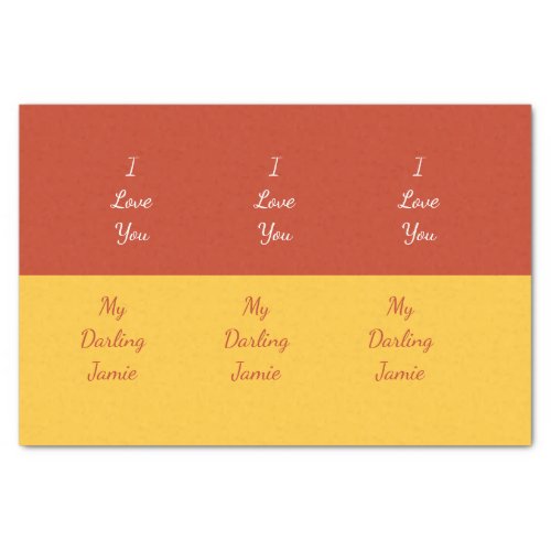 My Darling I Love You Bold Red and Yellow Unique  Tissue Paper