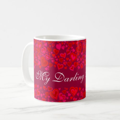 My Darling Valentine hearts red pink mug