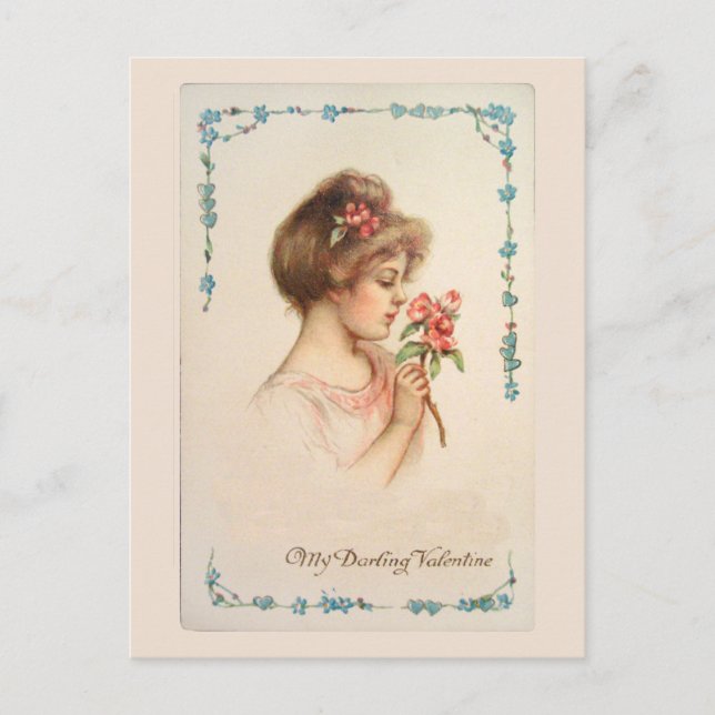 My Darling Valentine Vintage Postcard (Front)
