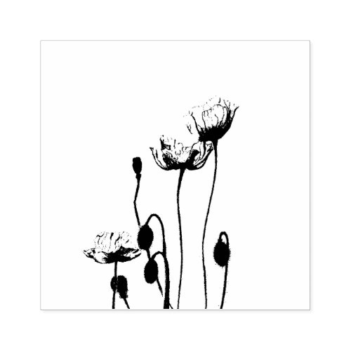 My Darling Wild Poppies Elegant Botanical Rubber Stamp
