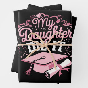 My Daughter Did It Graduate Pink Graduation Family Wrapping Paper Sheets