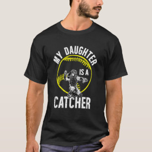 My Daughter Is A Softball Catcher Mom Softball Cat T-Shirt
