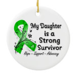 My Daughter is a Strong Survivor Green Ribbon Ceramic Ornament