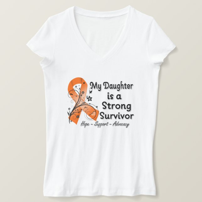 My Daughter is a Strong Survivor Orange Ribbon T-Shirt (Design Front)