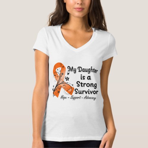 My Daughter is a Strong Survivor Orange Ribbon T_Shirt