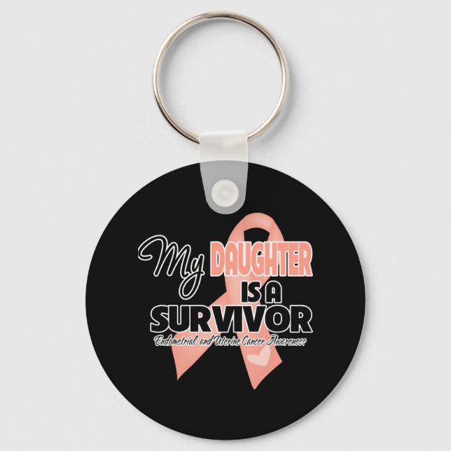 My Daughter is a Survivor - Uterine Cancer Keychain (Front)