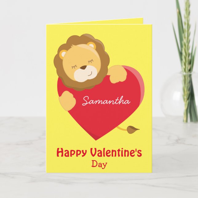 My Daughter on Valentine Day Lovely Lion Card (Front)