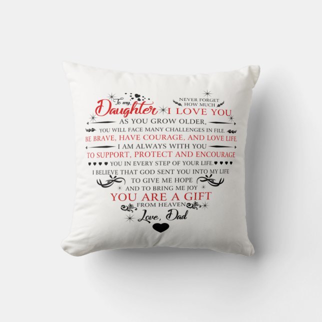 My Daughter Throw Pillow (Front)